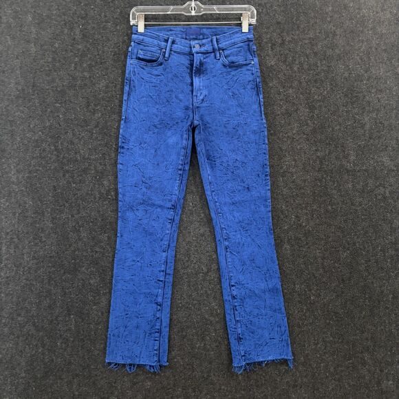 Mother Jeans The Rascal Women's 25 Blue Ankle Fray Deep Ultramarine Denim Pants - Picture 1 of 14